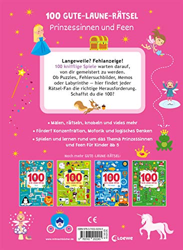 100 Gute-Laune-Rätsel - Prinzessinnen und Feen: Lernspiele für Kinder ab 5 Jahre