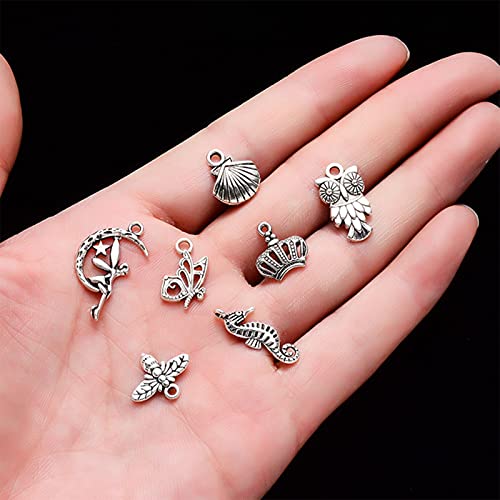 100 Piezas Tibetana Colgantes del Encanto, Mezclados Retro Colgantes del Encanto de Plata Pendant Charms Aleación para Pendientes, Collares, Pulseras, Joyería de Bricolaje, llaveros