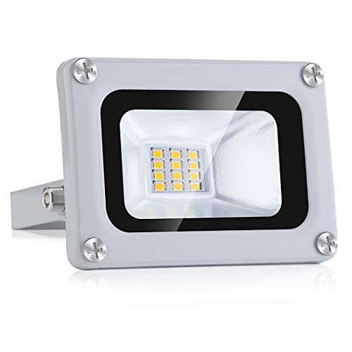 10W Foco Exterior LED IP65 Impermeable 12V Proyector LED Exterior 1000LM 6500K Blanco frio Luz de seguridad LED Floodlight para Jardín Garaje Patio Campo Césped