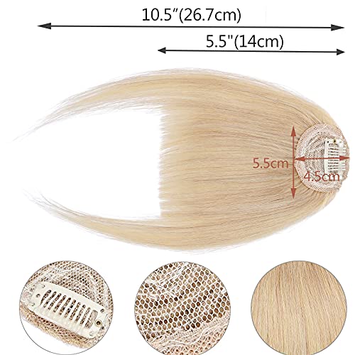 14cm SEGO Flequillo Postizo Ligero Pelo Natural Clip de Estilo Francés [#24 Rubio Natural] Extensiones de Cabello Humano Remy Human Hair Clip in Bangs Fringe (14g)