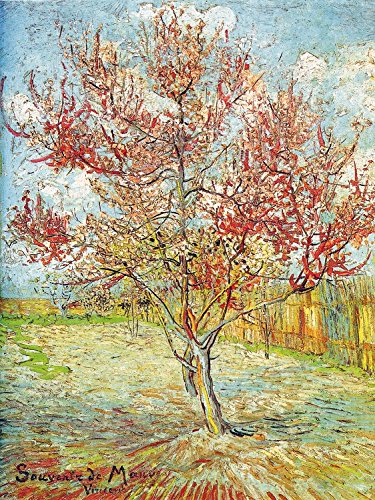 1art1 Vincent Van Gogh - El Melocotonero En Flor, Recuerdo De Mauve, 1888 Cuadro, Lienzo Montado sobre Bastidor (40 x 30cm)