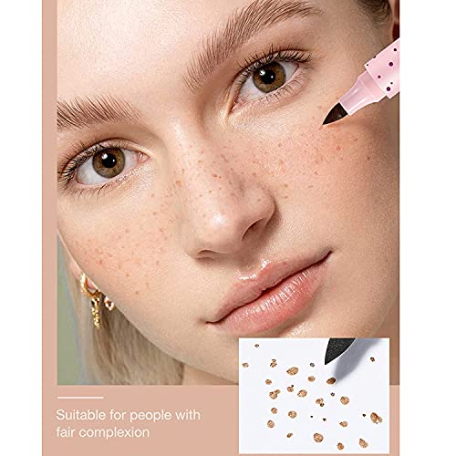 2 Colors Freckle Pen,Natural Lifelike Fake Freckles Makeup Pen, Magic Freckle Color Makeup Tool, Long-Lasting and Waterproof Dot Spot Pen, Create Natural Skin