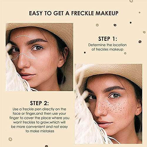 2 Colors Freckle Pen,Natural Lifelike Fake Freckles Makeup Pen, Magic Freckle Color Makeup Tool, Long-Lasting and Waterproof Dot Spot Pen, Create Natural Skin