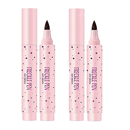 2 Colors Freckle Pen,Natural Lifelike Fake Freckles Makeup Pen, Magic Freckle Color Makeup Tool, Long-Lasting and Waterproof Dot Spot Pen, Create Natural Skin