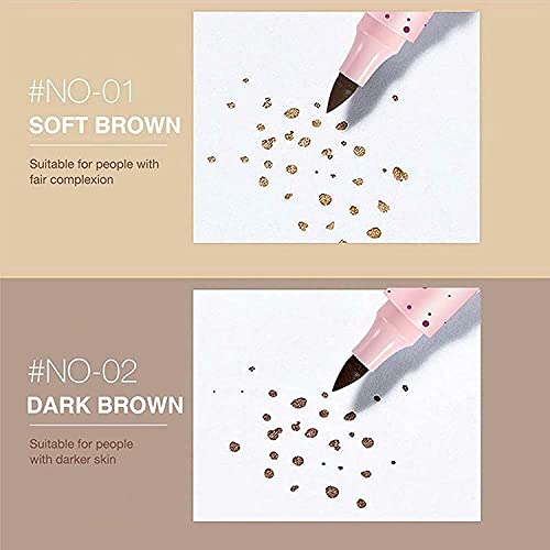 2 Colors Freckle Pen,Natural Lifelike Fake Freckles Makeup Pen, Magic Freckle Color Makeup Tool, Long-Lasting and Waterproof Dot Spot Pen, Create Natural Skin