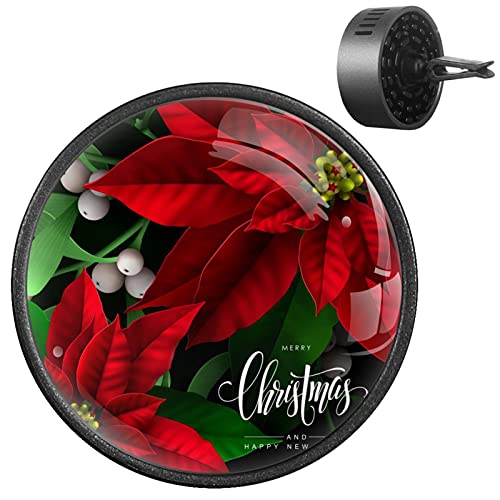 2 paquetes de difusor de coche con ambientadores de clip,Navidad Flores rojas y muérdago ,Aceite esencial de aromaterapia portátil para dormitorio