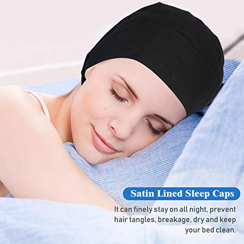 2 Piezas Gorro de Dormir con Forrado de Satén Ajustable Extra Grande Gorra de Noche Sedosa con Hebilla Elástica Suave para Pelo Largo Trenza Dreadlocks Pelo Rizado