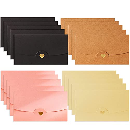 20 Piezas Sobres Pequeños, Sobre de Color, Sobres Tarjetas de Regalo, Sobre Bronceador de Amor, para Bodas, Fiestas de Cumpleaños, Postales e Invitaciones (4 Modelos)