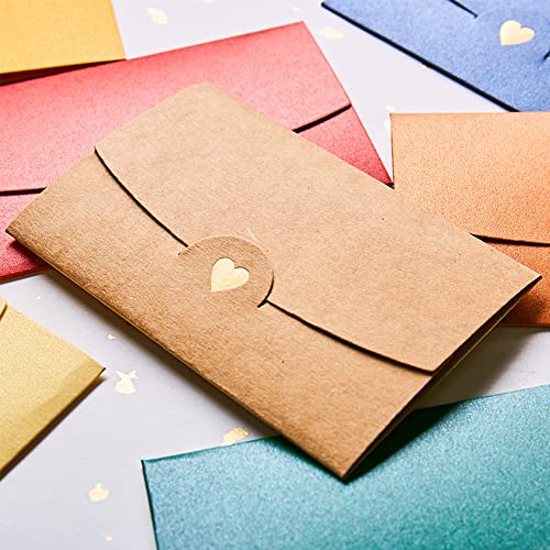 20 Piezas Sobres Pequeños, Sobre de Color, Sobres Tarjetas de Regalo, Sobre Bronceador de Amor, para Bodas, Fiestas de Cumpleaños, Postales e Invitaciones (4 Modelos)