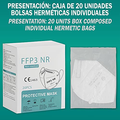 20 UNIDADES Mascarilla FFP3 NR Ultra Seguridad - 5 capas - con marcado CE y EN 149:2001 +A1:2009…