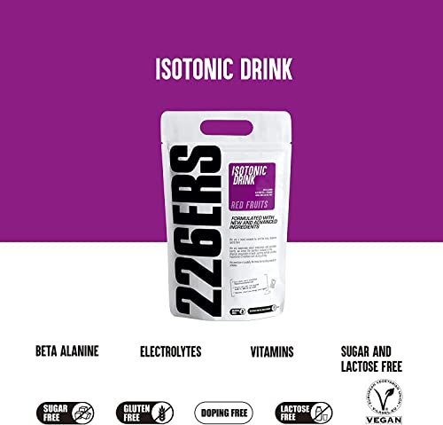 226ERS Isotonic Drink | Isotónico en Polvo, Recarga de Sales Minerales con Vitaminas y Beta-alanina, Bebida Deportiva Isotónica Sin Gluten para Hidratación, Frutos Rojos - 1 kg