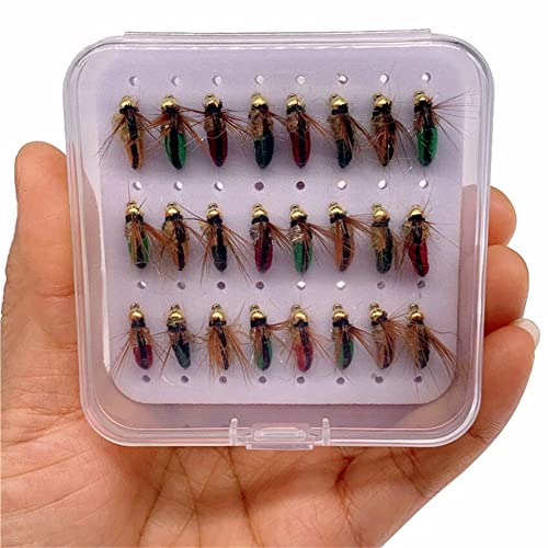 24/50 piezas # 10 cabeza de cuentas de latón rápido Caddis Ninfa mosca trucha mosca mosca pesca insecto cebo cebo artificial (tamaño B24pcs)