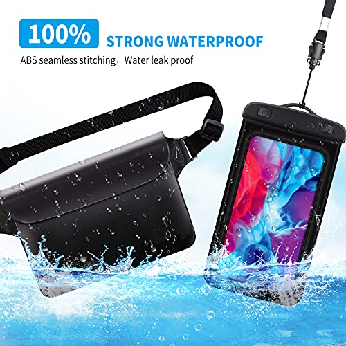 [3 Unidades] Funda Impermeable, AROYI [3 pack] Bolsa Móvil Impermeable Universal de 4.0" - 6.5" Pulgada para iPhone Samsung Huawei Xiaomi HTC LG Sony Nokia Motorola - Color Negro + Transparente + Rosa