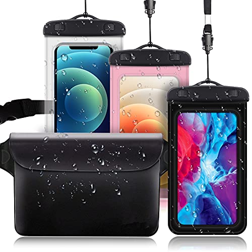 [3 Unidades] Funda Impermeable, AROYI [3 pack] Bolsa Móvil Impermeable Universal de 4.0" - 6.5" Pulgada para iPhone Samsung Huawei Xiaomi HTC LG Sony Nokia Motorola - Color Negro + Transparente + Rosa