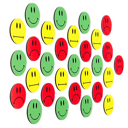 30 Multicolor Smiley Imanes (10 gruene Smileys sonriendo/10 amarillas Neutral Smileys/10 rojos Terrible Smileys)/diámetro 2 – 10 cm/por ejemplo para praese ntationen, Formación, proyecto trabajo, clases.. Durchmesser = 2cm