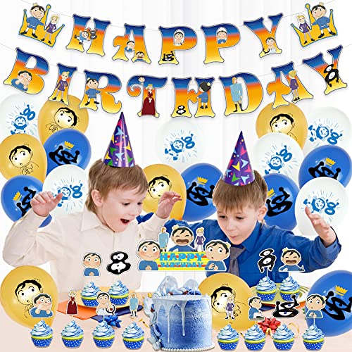 32 Pcs Decoración Cumpleaños Globos,Globos Anime Cumpleaños,Cumpleaños Ranking of Kings,Globos Fiesta Cumpleaños,Cupcake Toppers,Pancarta de Feliz Cumpleaños,Adornos de Pastel para Niños Niñas