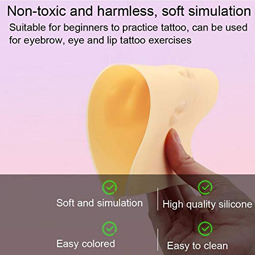 3Pcs Tattoo Practice Silicone Skin, maquillaje permanente Microblading Eyebrow Lip Tattoo Training Fake Skin para salón de belleza profesional y uso personal en el hogar