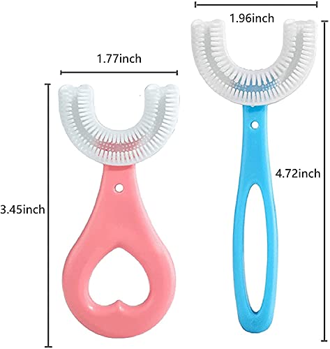 4 cepillos de dientes en forma de U para niños de 2 a 12 años, cerdas de silicona, masaje de encías, limpieza completa