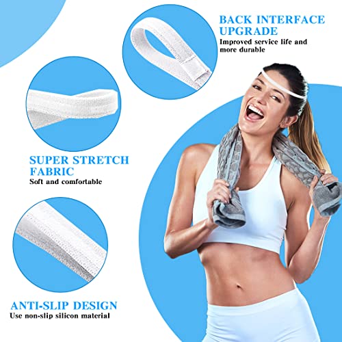 4 Piezas Cinta Elastica Pelo Deporte, FUKPO Grueso Antideslizante Diadema Deportiva Hombre Mujer, Elásticas Bandas Pelo para Correr Yoga Tenis de Futbol(Negro, Blanco)