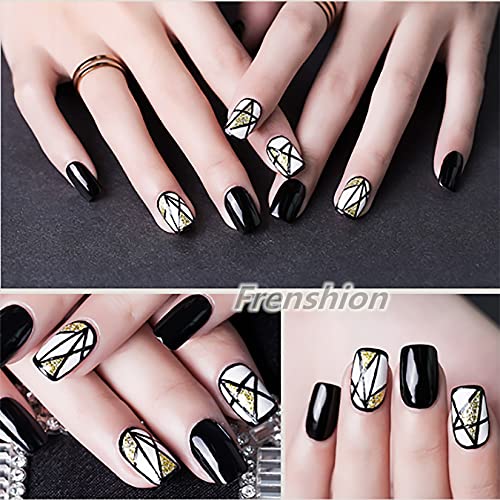 4 piezas (negro, oro blanco, plata) 8 ml diseños clásicos de bricolaje en 3D, pintura, dibujo, esmalte de gel UV LED, esmalte + 10 ml, color de proteína lechosa transparente + 7,3 ml, blanco y negro