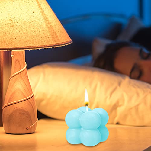 4 Piezas Velas de Burbujas Vela Perfumada de Soja de Cubo Lindo Vela Relajante Pequeña de Regalos Vela Estética Natural Hecha a Mano para Habitación (Rosa, Verde, Azul, Amarillo)