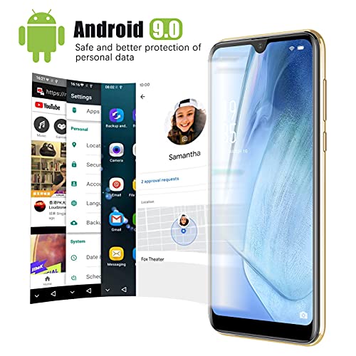 4G Moviles Libres Baratos, Pantalla 6,3 Pulgadas, 32GB/64GB ROM, 3GB RAM, Android 9.0 Smartphone Libre, 4600mAh Batería, Smartphone Barato Dual SIM, 8MP Face ID Moviles Baratos y Buenos (Oro)