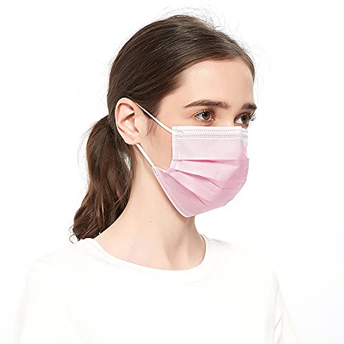 50 Mascarillas Quirúrgicas Rosa Desechables , Certificado CE Tipo IIR, Alta Eficiencia de Filtración BFE≥98, Mascarillas Homologadas Faciales de 3 Capas con Elásticos - [50 Pzas]