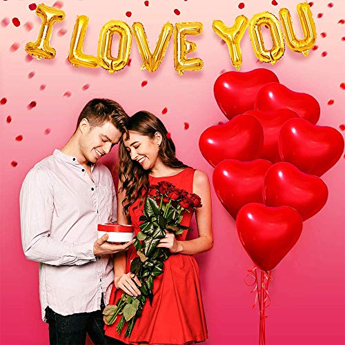 50 Piezas Amor Globos de corazón rojo Corazón Globos para el día de San Valentín Aniversario de bodas Compromiso Cumpleaños Jardín Graduación Fiesta de graduación decoración romántica