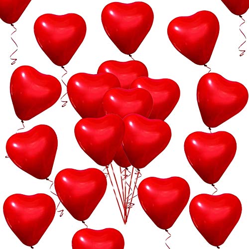 50 Piezas Amor Globos de corazón rojo Corazón Globos para el día de San Valentín Aniversario de bodas Compromiso Cumpleaños Jardín Graduación Fiesta de graduación decoración romántica