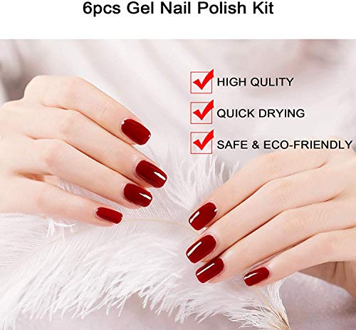 6 Colores Esmaltes Semipermanentes para U?as, Esmaltes de U?as Gel U?as Kit de Manicura para Principiantes y Uso Profesional en el Hogar y el Sal¨®n