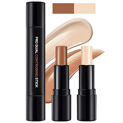 7 code Maquillajes Correctores, Contouring Maquillaje, 2 en 1 Textura Cremosa Highlight Contorno Stick, Iluminador Bronceador Maquillaje(#01)