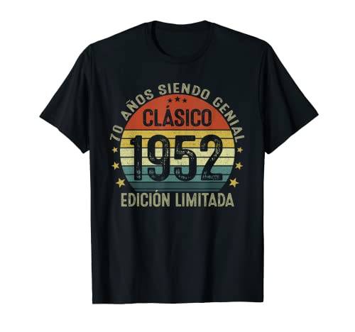 70 Años Cumpleaños Regalo Hombre Mujer Vintage Hecho En 1952 Camiseta