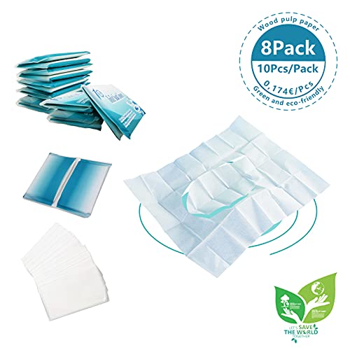 80PCS Protector WC Desechable, Asiento Inodoro Desechables, Funda Desechable Inodoro, Protector Water Desechables Papel Cubre Inodoro, Cubiertas para Asiento del Inodoro para Viaje para adultos/niños