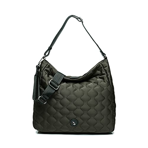 Abbacino bolso hobo de mujer de nylon y piel en marrón