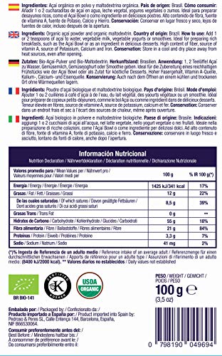 Açaí Ecológico en Polvo, Açaí Berry Organic Powder Biológico Orgánico, Bayas de Acai Organico en Polvo. Hecho con la Pulpa de Açaí, Superalimento de Cultivo Nativo de la Amazonia… (200g)