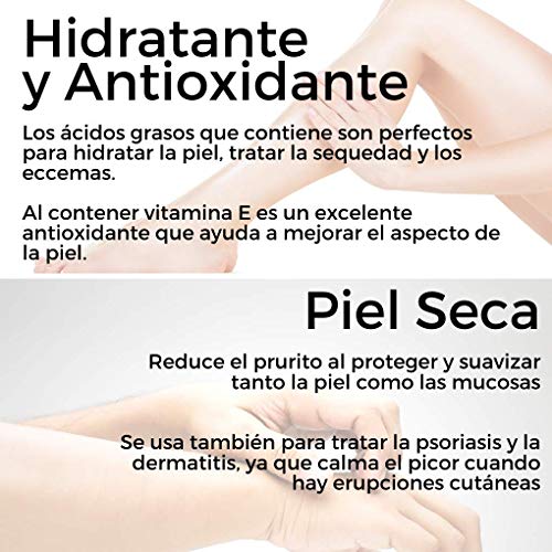 Aceite de Almendras Dulces Puro 100% natural - Hidratante Antiestrías Regenerante Antioxidante - Suavizante para Ezcemas y Piel Seca - Ideal Mascarilla Capilar - Cara Cuerpo y Cabello - 300 ml