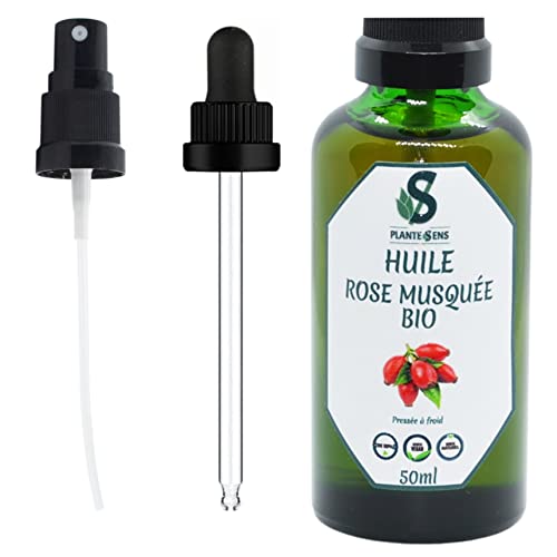 Aceite de Rosa Mosqueta Ecológico - 50ml - origen chileno, prensado en frío + 1 gotero y 1 pulverizador 100% puro, vegano, natural - cuidado corporal - cuidado facial - antiedad - estrías - celulitis