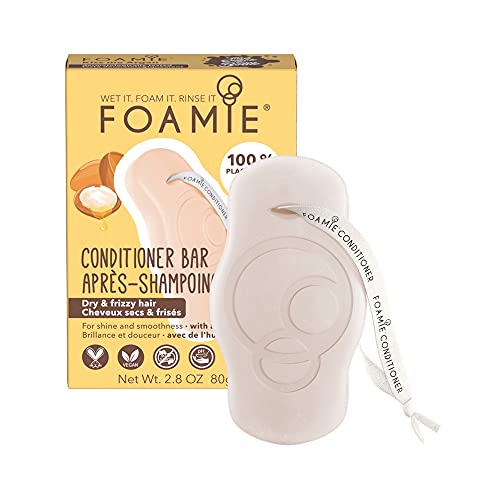 Acondicionador sólido Foamie para pelo rizado con aceite de argan y vitamina E que nutre y repara el pelo 100% vegano y sin plástico anti frizz 80 g