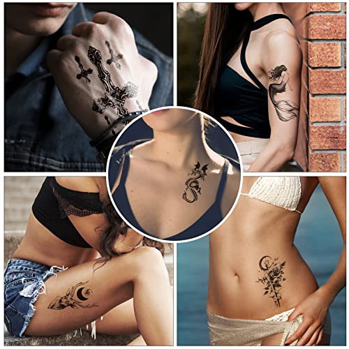 ACWOO Tatuajes Temporales Pegatinas, 40 Hojas 3D Realista Pegatinas de Tatuajes, Falso Tatuajes Pegatinas de Arte Corporal, Calcomanias Tatuajes Navidad Halloween para Mano Cuello Brazo Adultos Niños