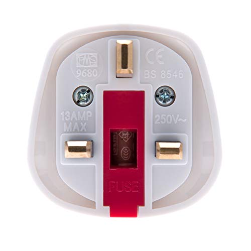 Adaptadores EU para UK Schuko Euro enchufe 2 clavijas a 13 amperios 3 clavijas Tipo C a Tipo G | International Universal European recorrido Adaptor | para teléfono móvil Tablet Laptop | 1 x Blanco