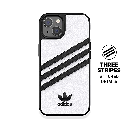 adidas Funda diseñada para iPhone 13 6.1, Carcasa a Prueba de caídas, Bordes elevados, Carcasa Original, Color Blanco con Rayas Negras