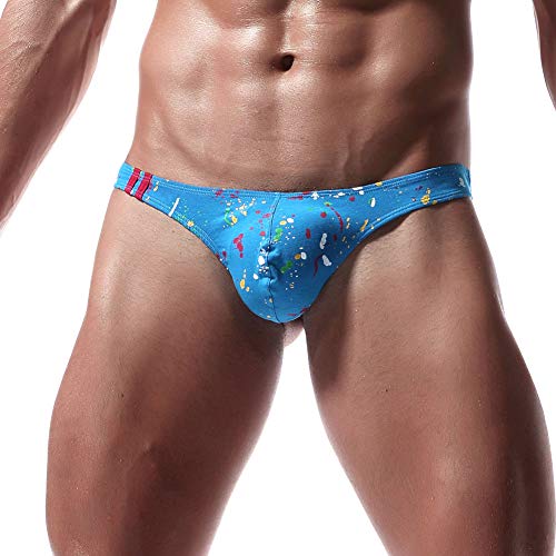 AIEOE Pack de 3 Tanga de Hombre de Algodón Manchas de Pintura Slip con Diseño Convexo en U con Cintura Baja - 3 Colores Asia XL/ES L