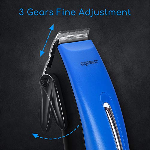 Aigostar - Cortapelos y barberos, cortapelos hombre incluye 4 peines guía y kit completo de mantenimiento, cortadora de pelo 15 W de potencia y 3 ajustes, cortapelos azul