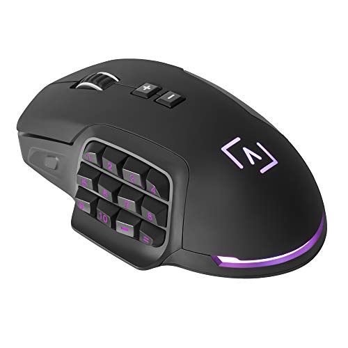 AIM - Ratón Gaming Profesional, (10000 dpi,Sensor óptico Avago Pro,17 Botones mecánicos programables OMROM, DNA RGB configurable, Botones Laterales Personalizables, Peso Customizable, 40G,1000Hz)