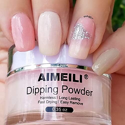 AIMEILI Nail Dipping Powder Kits Inmersión en Polvo Holográfica Polvos Decoración de Uñas sin Lámpara Curado Todo Para Manicura Uñas Polvo de Brillo Francés 6