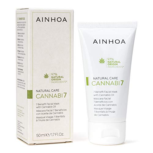 AINHOA Cosmetics – CANNABI7 Máscara Facial 7 Beneficios con Aceite de Cannabis 50 ml/4-6 usos - Mascarilla Hidratante/Purificante con Cáñamo - Cosmética Natural/Vegana - Calidad Profesional