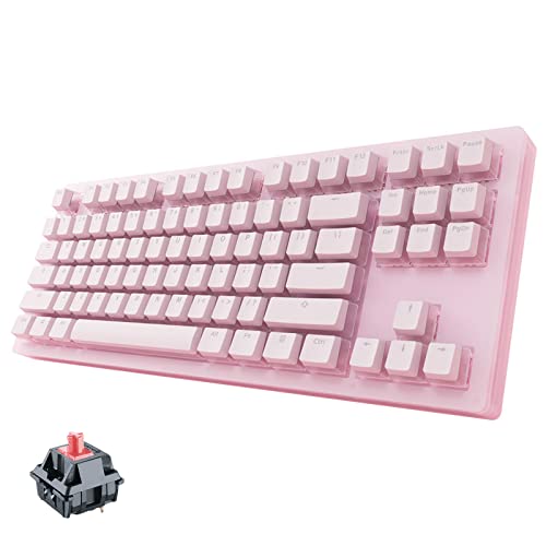 Akko 3087 Teclado mecánico Cherry Blossom Jelly, Teclado de Oficina para Juegos QWERTY Compacto de 87 Teclas, interruptores Rosados, Tapa de tecla antiaceite 85% BPT, más de 10 Modos LED