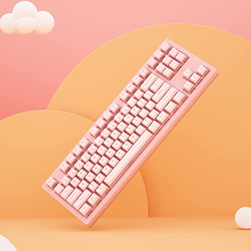 Akko 3087 Teclado mecánico Cherry Blossom Jelly, Teclado de Oficina para Juegos QWERTY Compacto de 87 Teclas, interruptores Rosados, Tapa de tecla antiaceite 85% BPT, más de 10 Modos LED