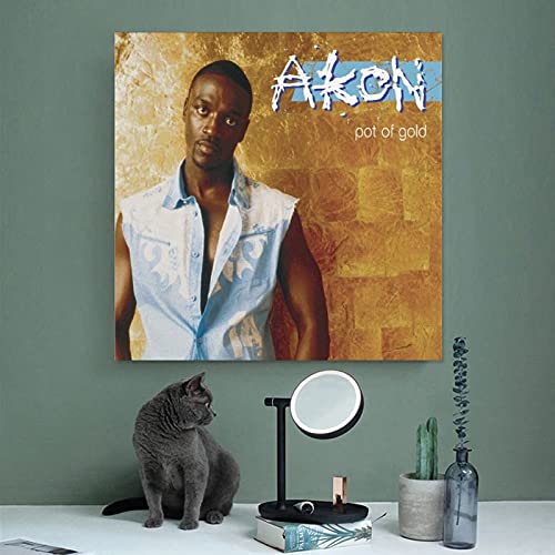 Akon Poster 7 - Póster de lona para dormitorio, decoración deportiva, paisaje, oficina, habitación, decoración, regalo, 40 x 40 cm