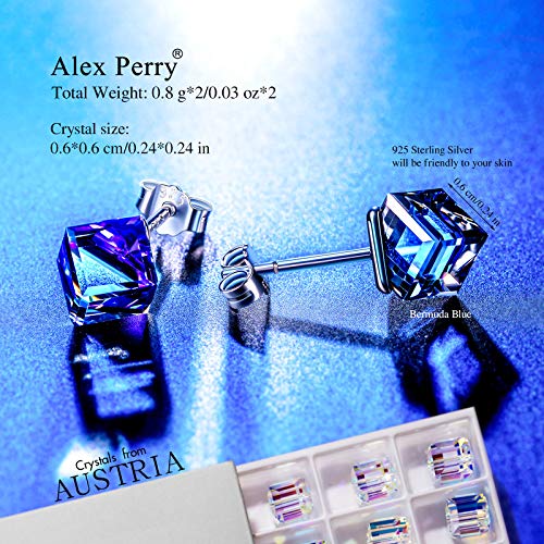 Alex Perry Pendientes para Mujer Cristal Cubo Pendientes de Botón Plata 925 Hipoalergénica Mujer Joyería para Chicas Amigo Señoras Novia Esposa Cumpleaños Aniversario Aretes Regalo Venta Liquidación